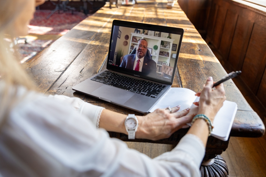 instructor appearing in laptop